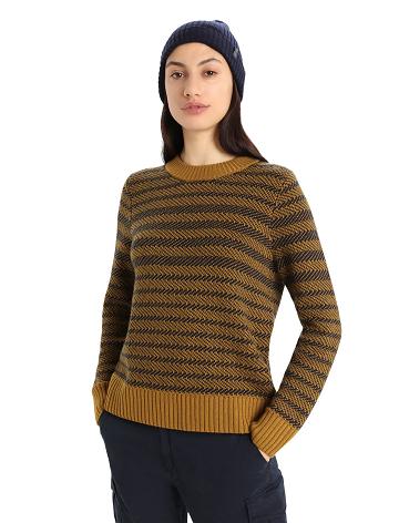 Clove / Midnight Navy Women's Icebreaker Merino Waypoint Crewe Sweaters | USA 1624RVDW